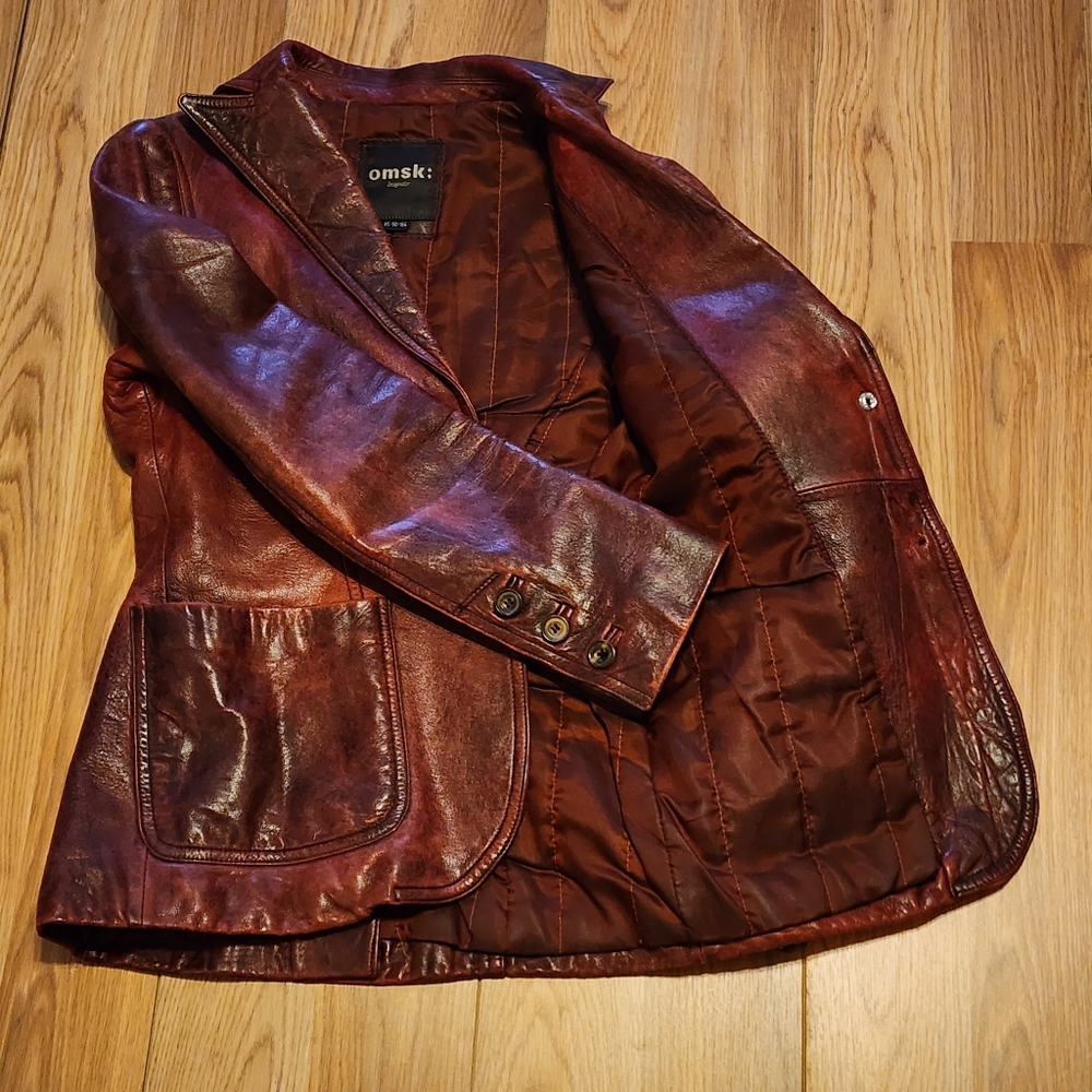 Omski; Imaginator Women's Burgundy Leather Jacket Vintage - Picture 5 of 9